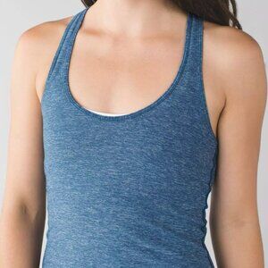 EUC Lululemon Soft Cool Racerback Yoga Workout Tank in Heathered Poseidon Blue